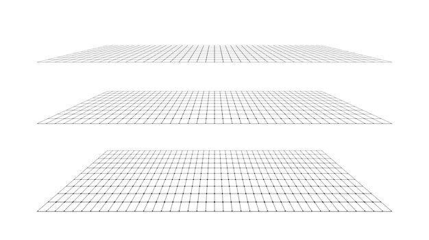 Platte rasteroppervlakteset. Rechthoekig vlak in ander perspectief. Ontwerpelementen met verschillende hoeken