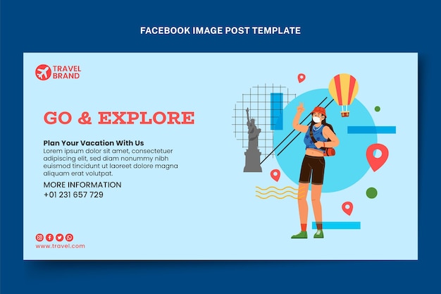 Vector platte reis facebook post