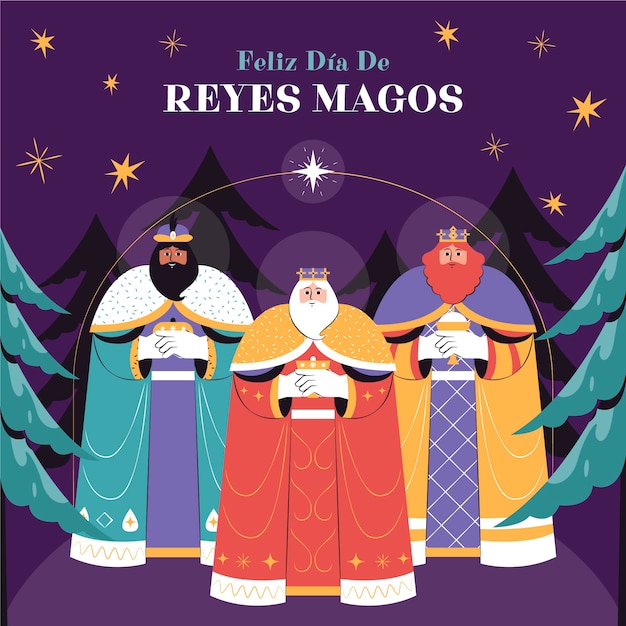 Vector platte reyes magos illustratie