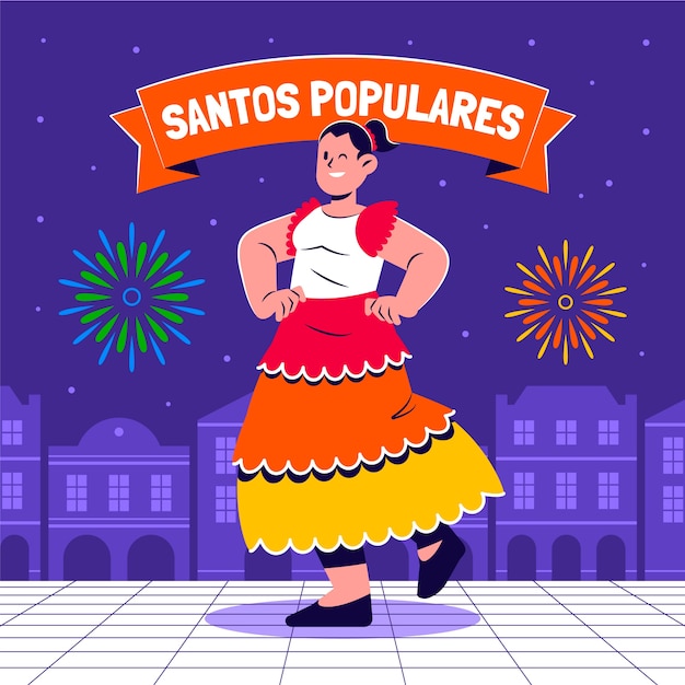 Vector platte santos populares illustratie