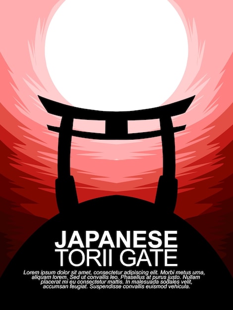Platte silhouet Japanse Torii Gate