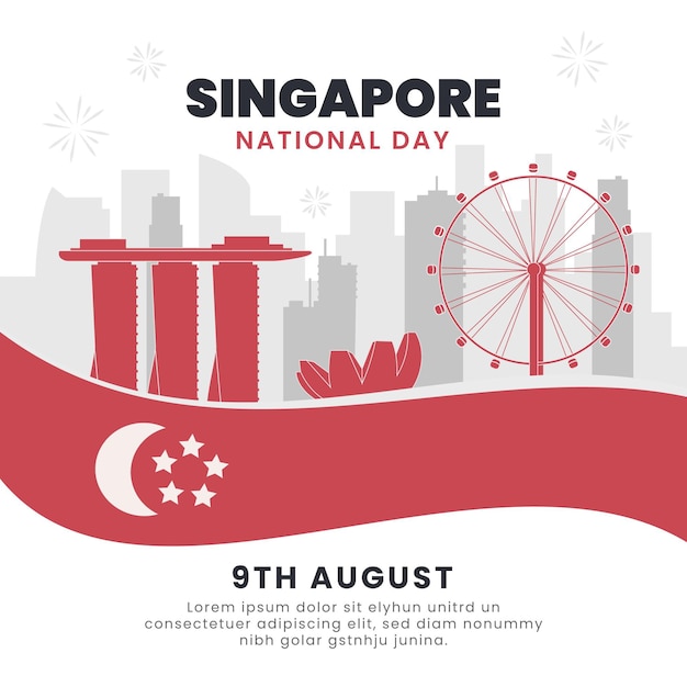 Vector platte singapore nationale feestdag illustratie