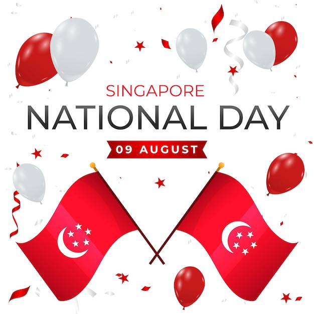 Platte singapore nationale feestdag illustratie