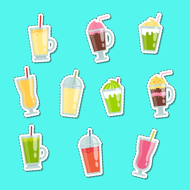 Platte smoothie elementen stickers set