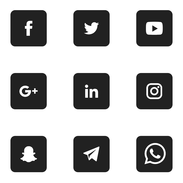 Platte sociale media iconen