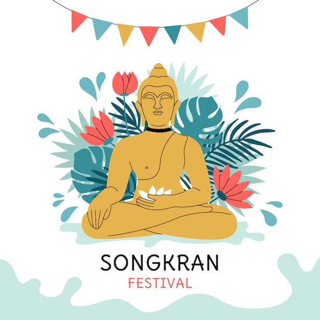 Vector platte songkran illustratie