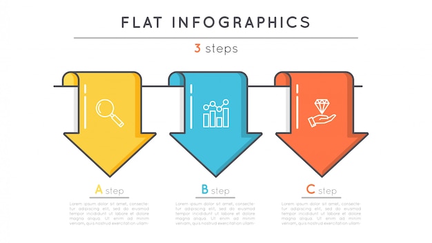 Platte stappen tijdlijn infographic sjabloon.