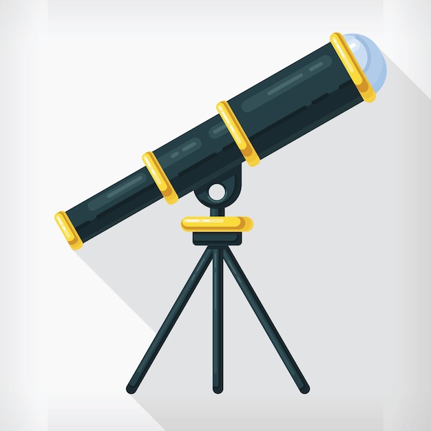 Platte stijl telescoop astronomie Cartoon ontwerp