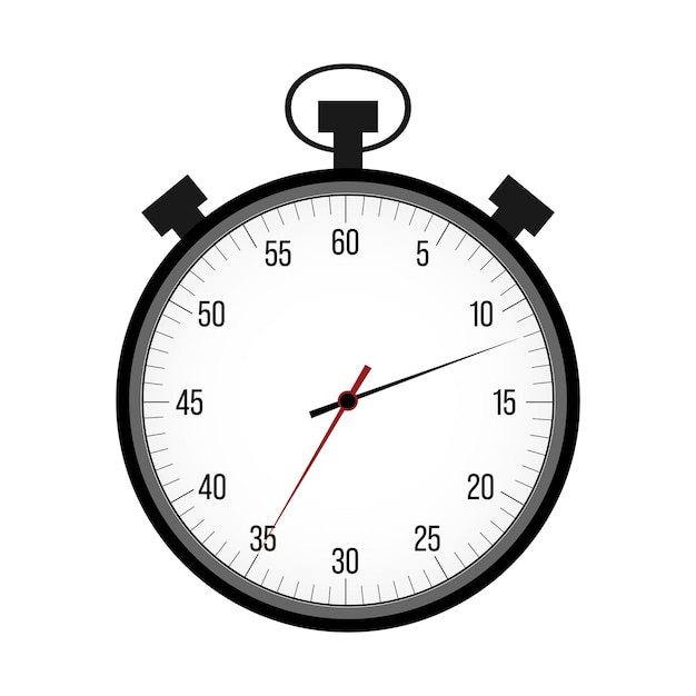 Platte stopwatch met cijfers en pijlen Vectorillustratie geïsoleerd op witte achtergrond