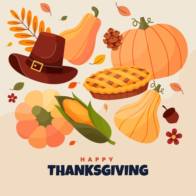 Vector platte thanksgiving-illustratie