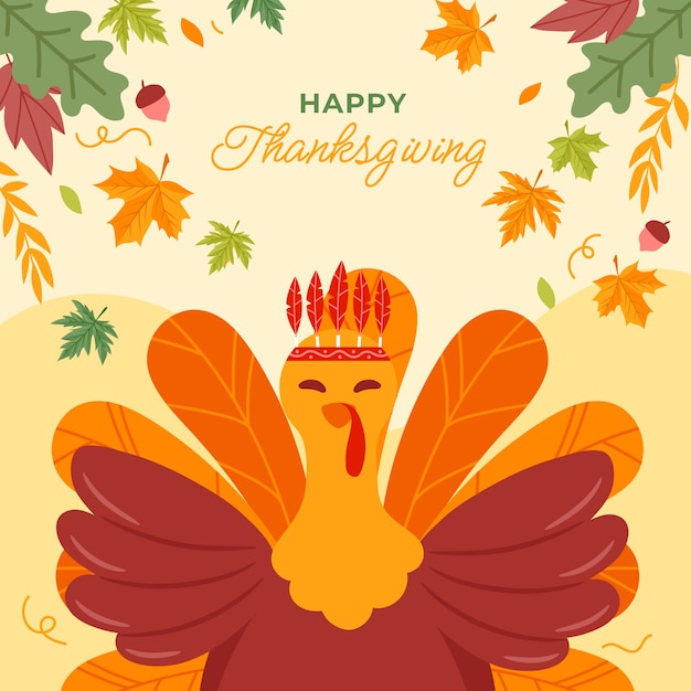 Platte thanksgiving-illustratie