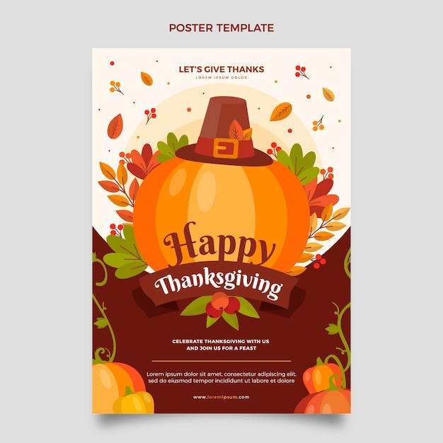 Vector platte thanksgiving verticale postersjabloon