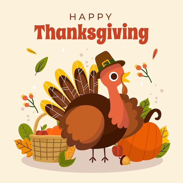 Vector platte thanksgiving viering illustratie