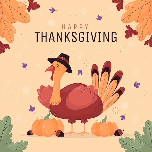 Vector platte thanksgiving viering illustratie