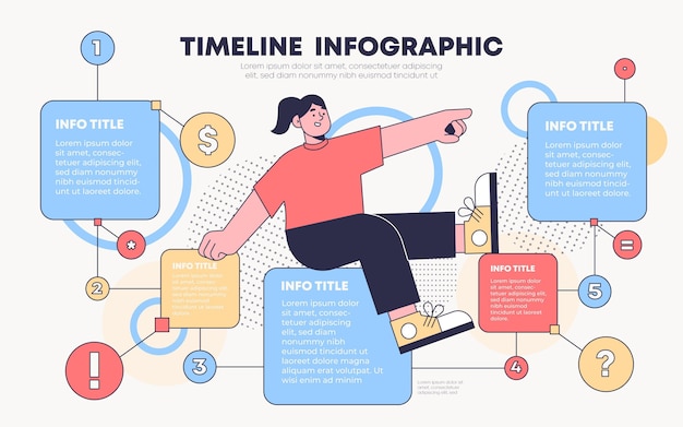 Platte tijdlijn infographic sjabloon