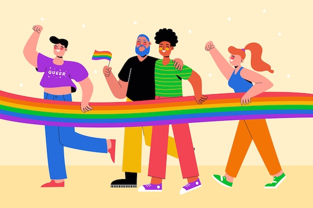 Vector platte trots maand lgbt illustratie