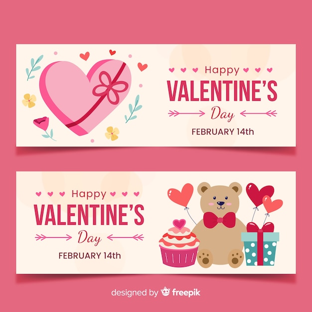 Platte Valentijnsdag banners
