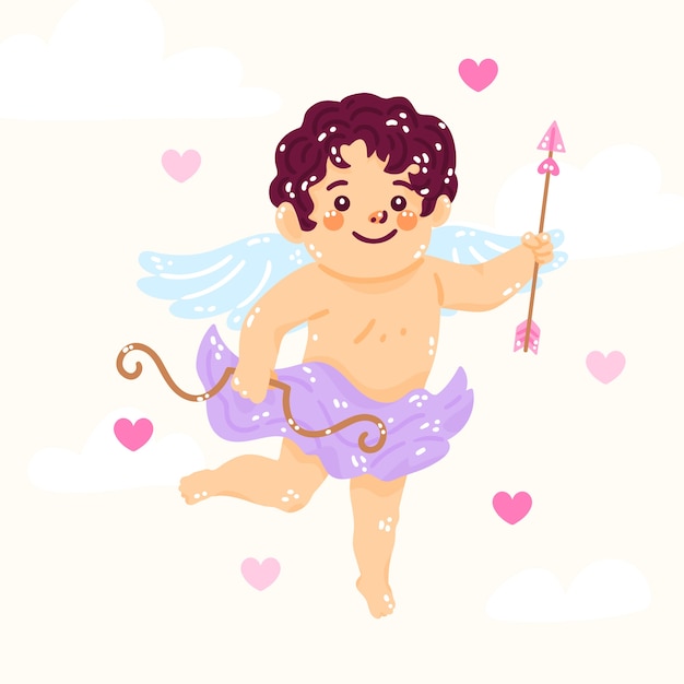 Vector platte valentijnsdag cupido illustratie