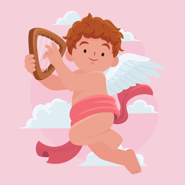 Vector platte valentijnsdag cupido illustratie