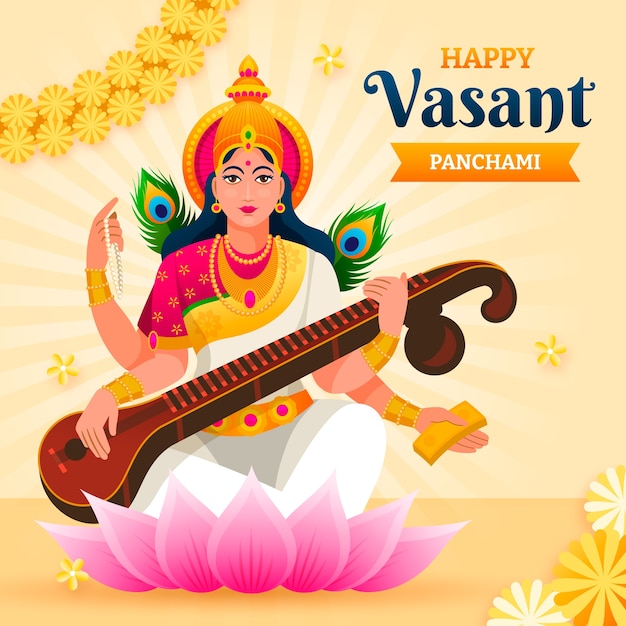 Platte vasant panchami-illustratie