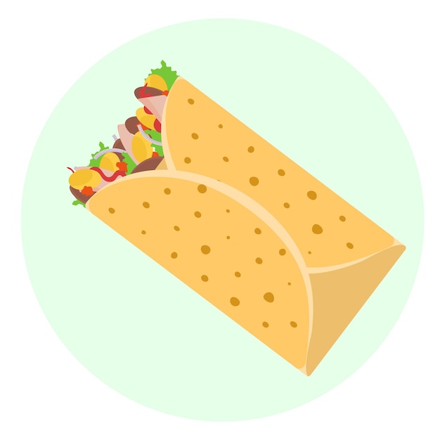 Platte vector heerlijke Mexicaanse burrito