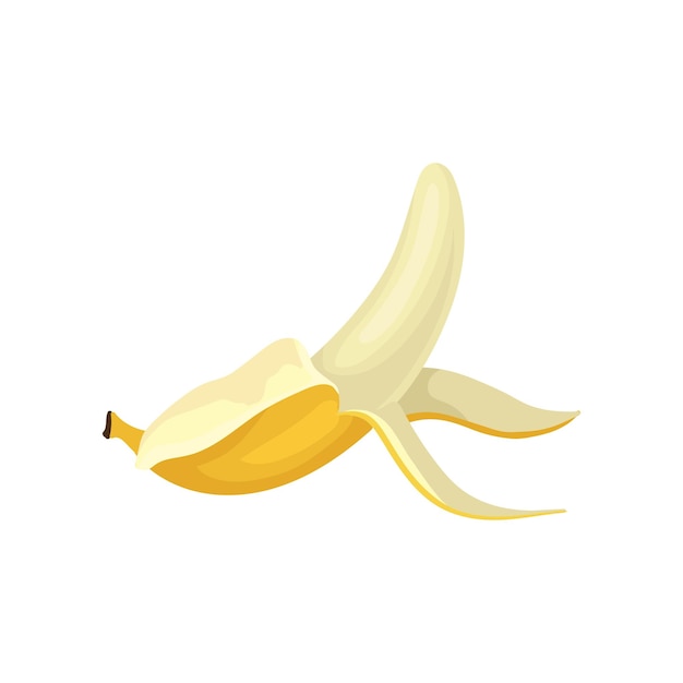 Platte vector icoon van half gepelde banaan Helder geel zoet fruit Lekker en gezond voedsel Element voor productverpakking