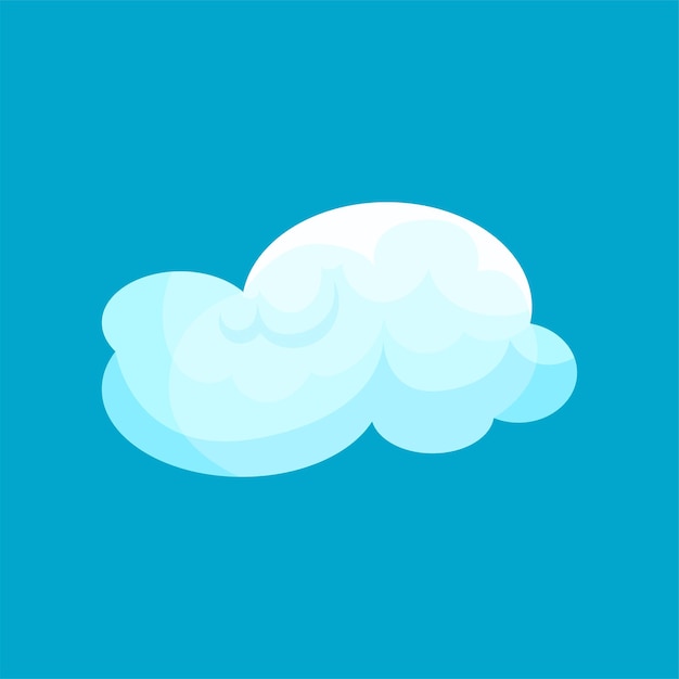 Platte vector icoon van lichtblauwe wolk die in de lucht vliegt Weersymbool Element voor sticker kinderboek of wenskaart