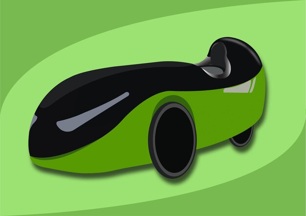 Vector platte vector illustratie van groene en zwarte kleur lijkt op jet fighter velomobile fiets