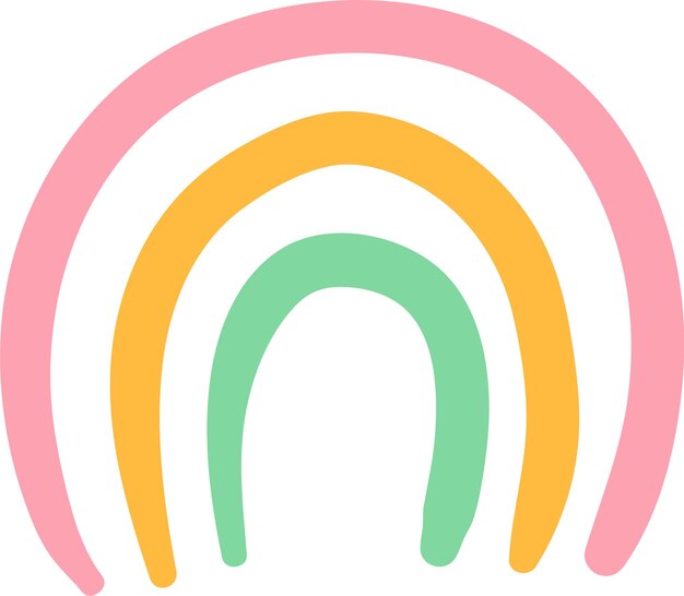 Platte vector illustraties schattige regenbogen in een eenvoudige stijl pastelkleur.