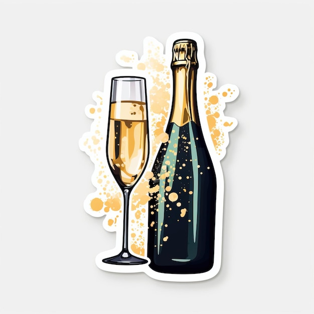 Vector platte vector logo champagne vector witte achtergrond isolaat