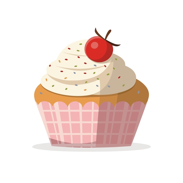 Platte vector realistische cupcakes op witte achtergrond.