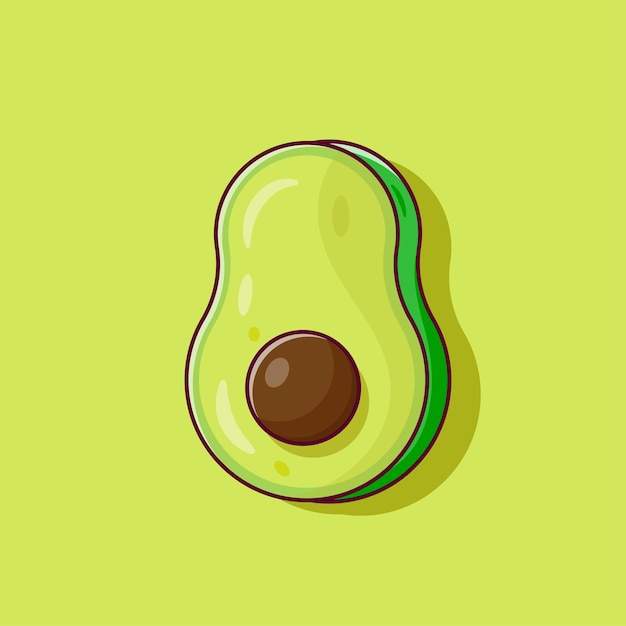 Platte vector van Avocado slice pictogram illustratie