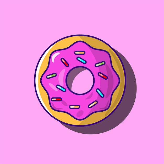 Platte vector van donut pictogram en illustratie Donut pictogram vector