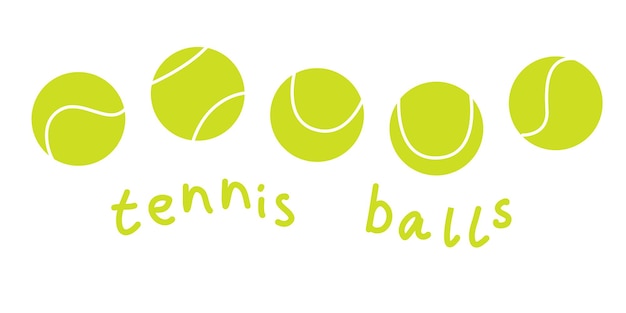 Platte vectorillustratie in kinderachtige stijl Hand getrokken verschillende tennisballen