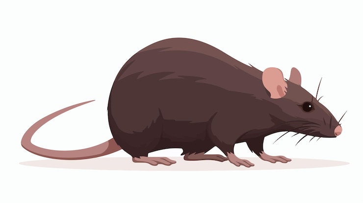 Vector platte vectorillustratie van een rat zoogdier geïsoleerd op witte achtergrond