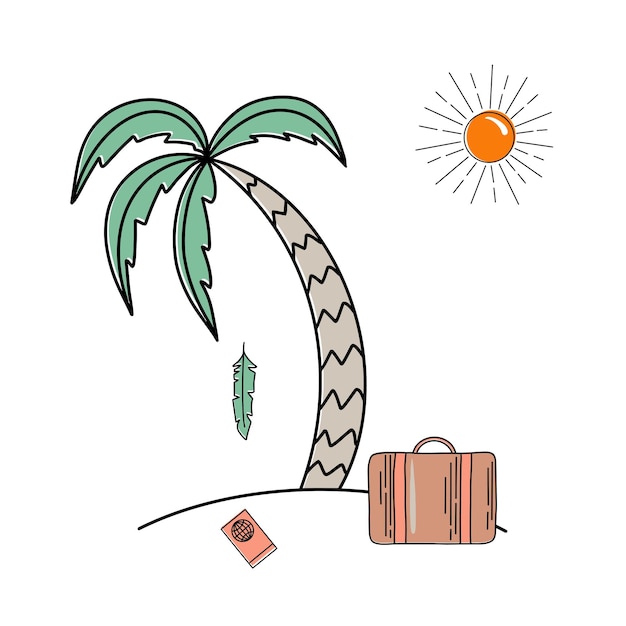 Platte vectorillustratie van palmboom pictogram vakantie