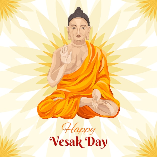 Vector platte vesak dag illustratie