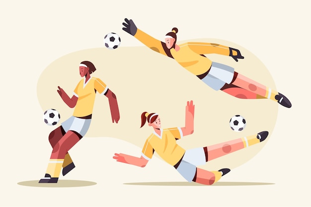 Platte voetbal spelers illustratie ontwerp