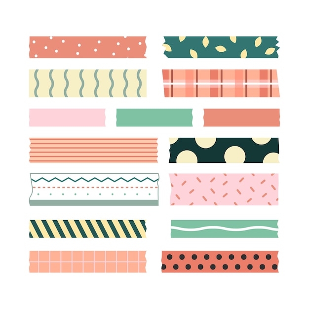 Vector platte washi tape set