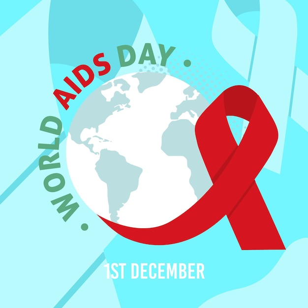 Platte wereld aids dag illustratie