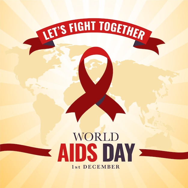 Platte wereld aids dag illustratie