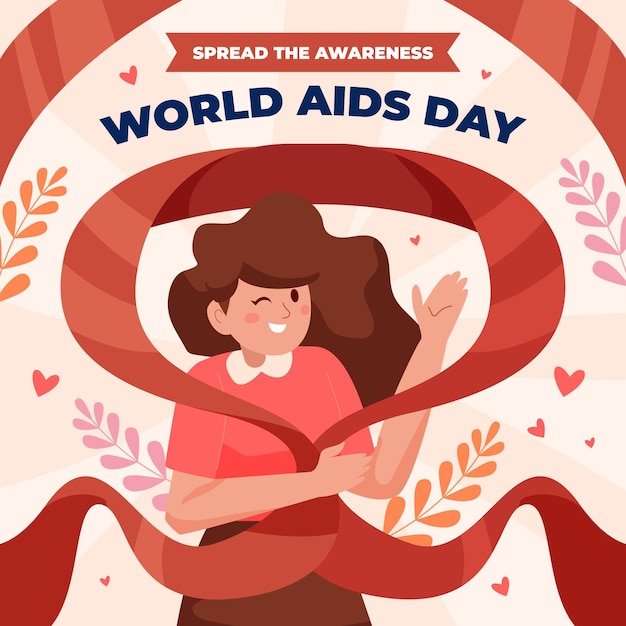 Platte wereld aids dag illustratie