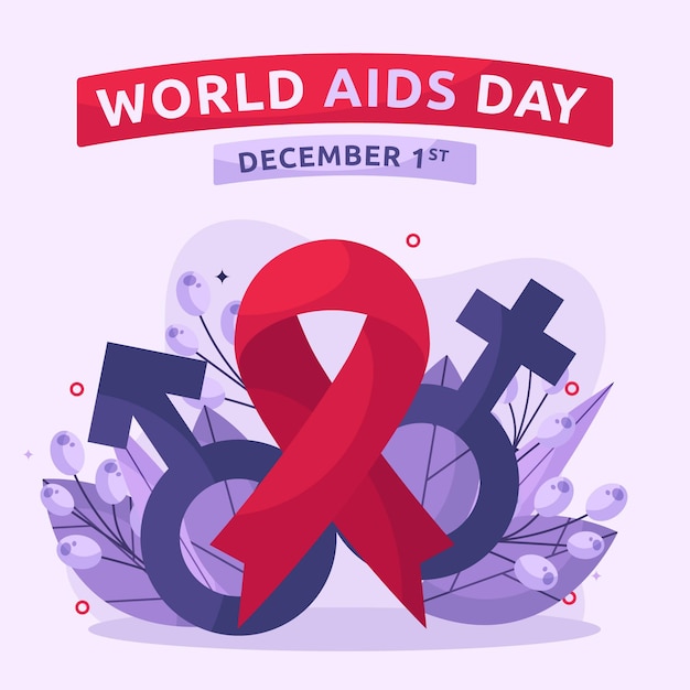 Vector platte wereld aids dag illustratie