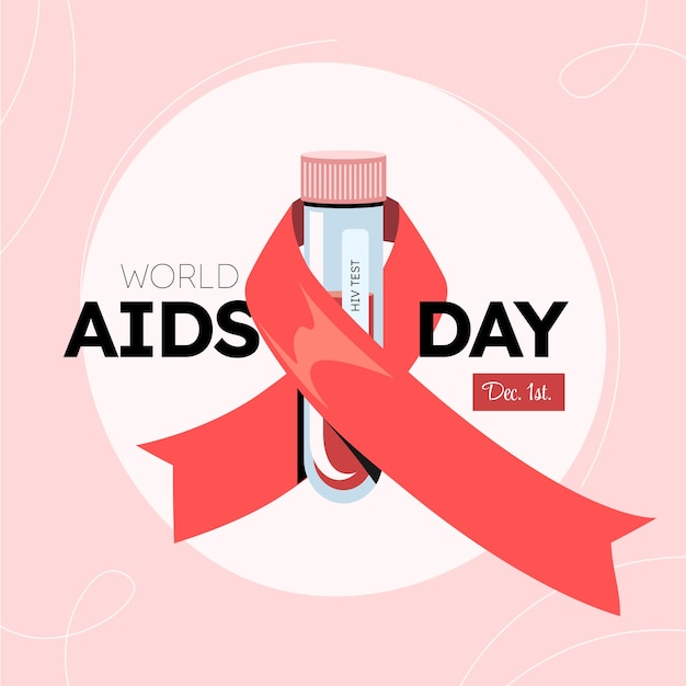 Vector platte wereld aids dag illustratie