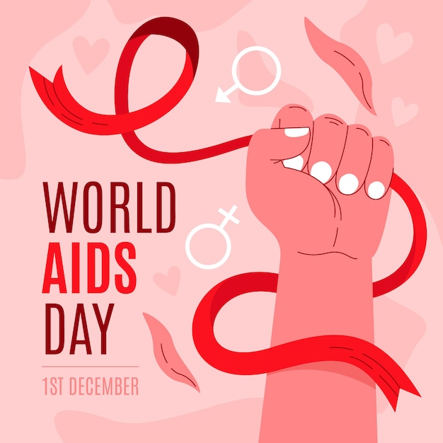 Vector platte wereld aids dag illustratie