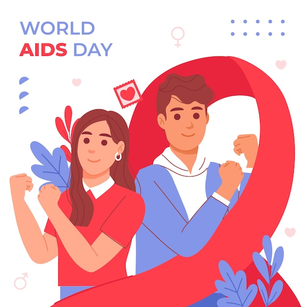 Vector platte wereld aids dag illustratie