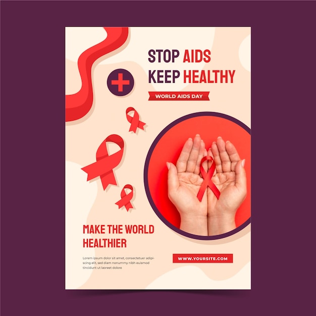 Vector platte wereld aids dag verticale postersjabloon