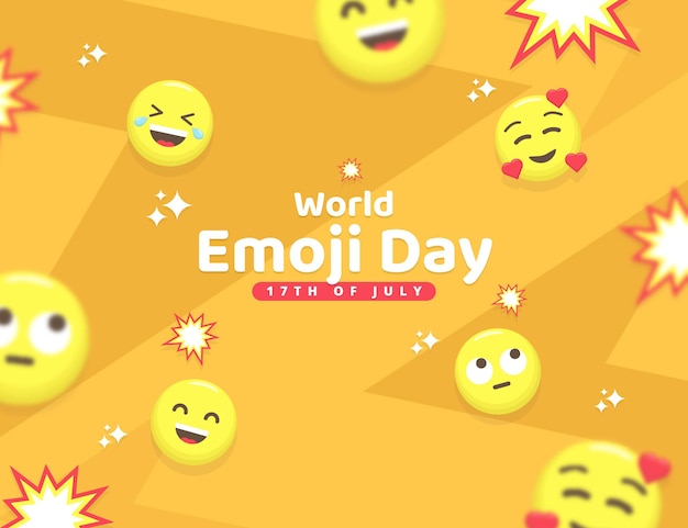 Platte wereld emoji dag illustratie