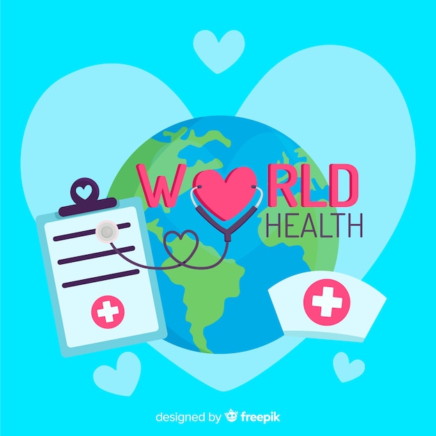 Vector platte wereld gezondheid dag achtergrond