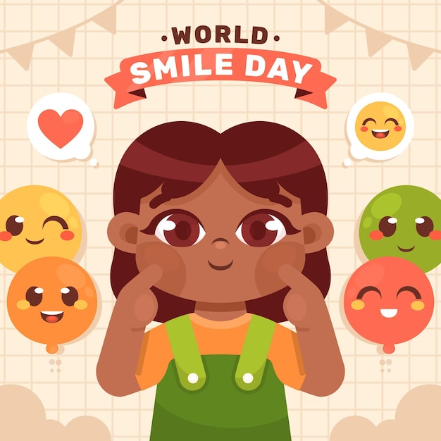 Vector platte wereld glimlach dag illustratie
